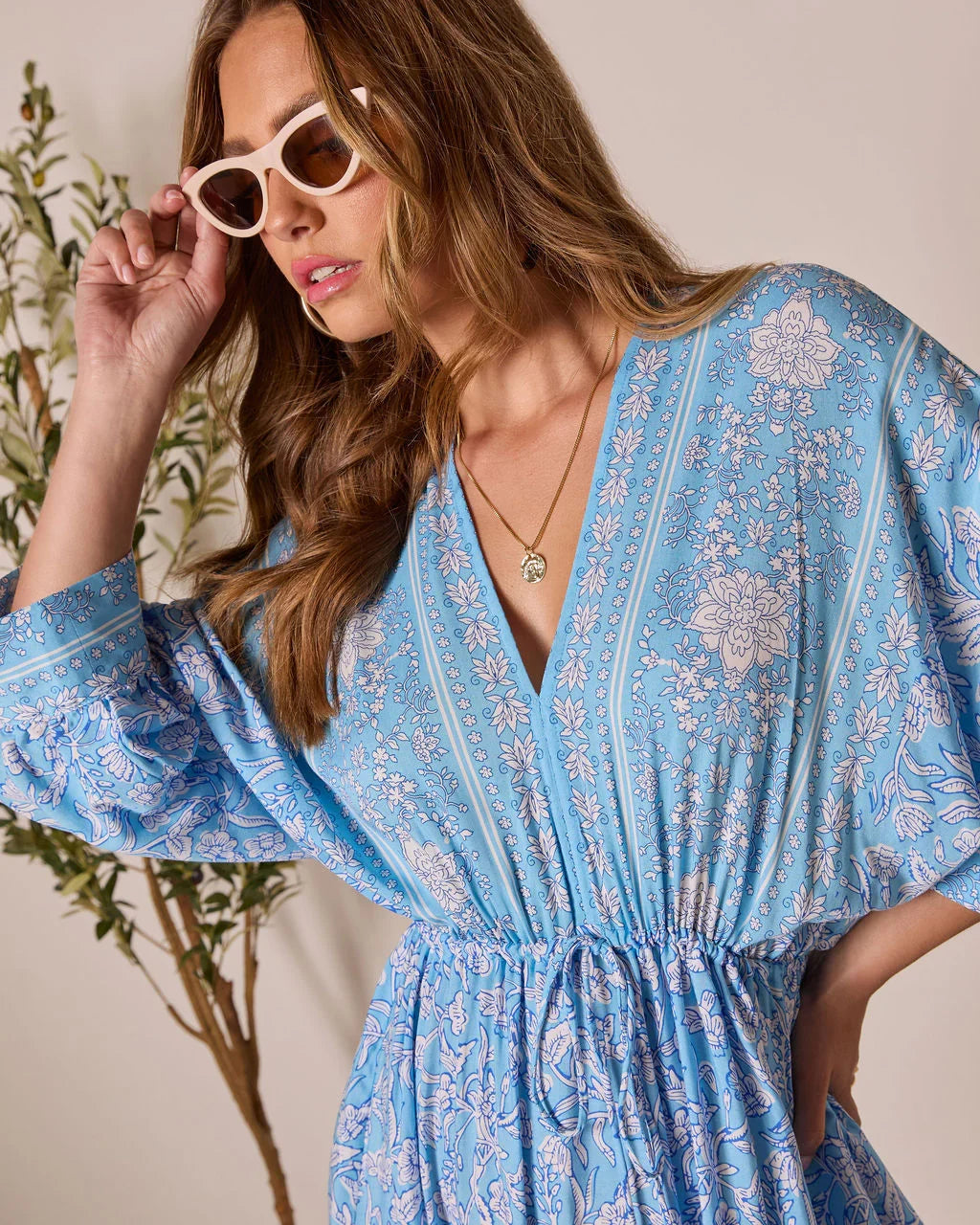 Athena Floral Tassel Tie Mini Dress