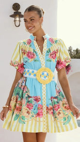 Talisha Mini Dress Positano Blue