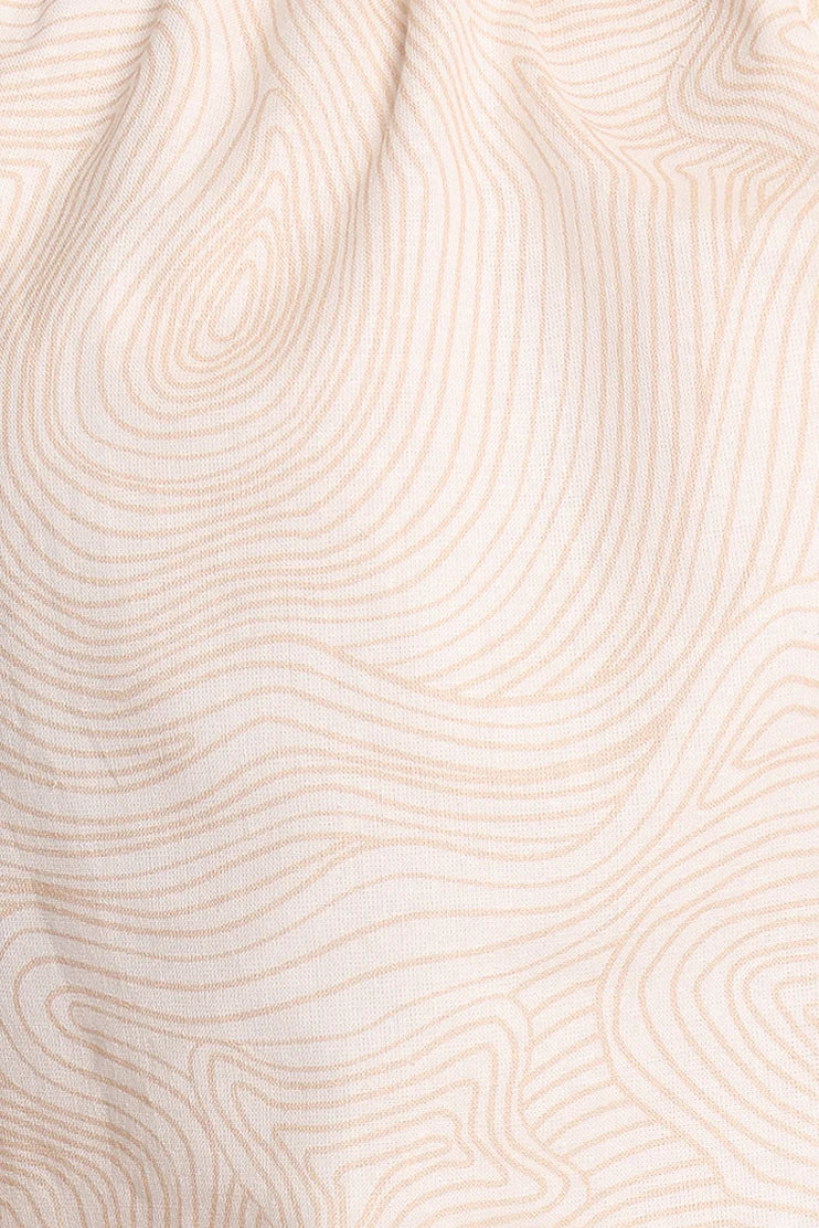 Zion Off Shoulder Long Sleeve Top Tan Swirl