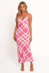 Morghan Midi Dress Pink Check