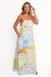 Kaelani Strapless Maxi Dress Multi Print