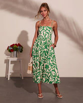 Coastal Heirloom Cotton Abstract Print Midi Dress