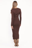 Collins Long Sleeve Midi Dress Chocolate