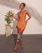 Sunkissed Hour Scenic Print Midi Dress