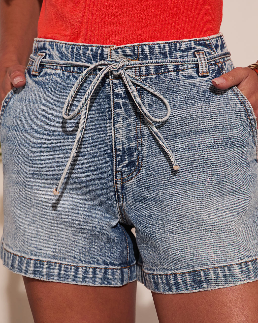 Beach Babe Waist Tie High Rise Shorts