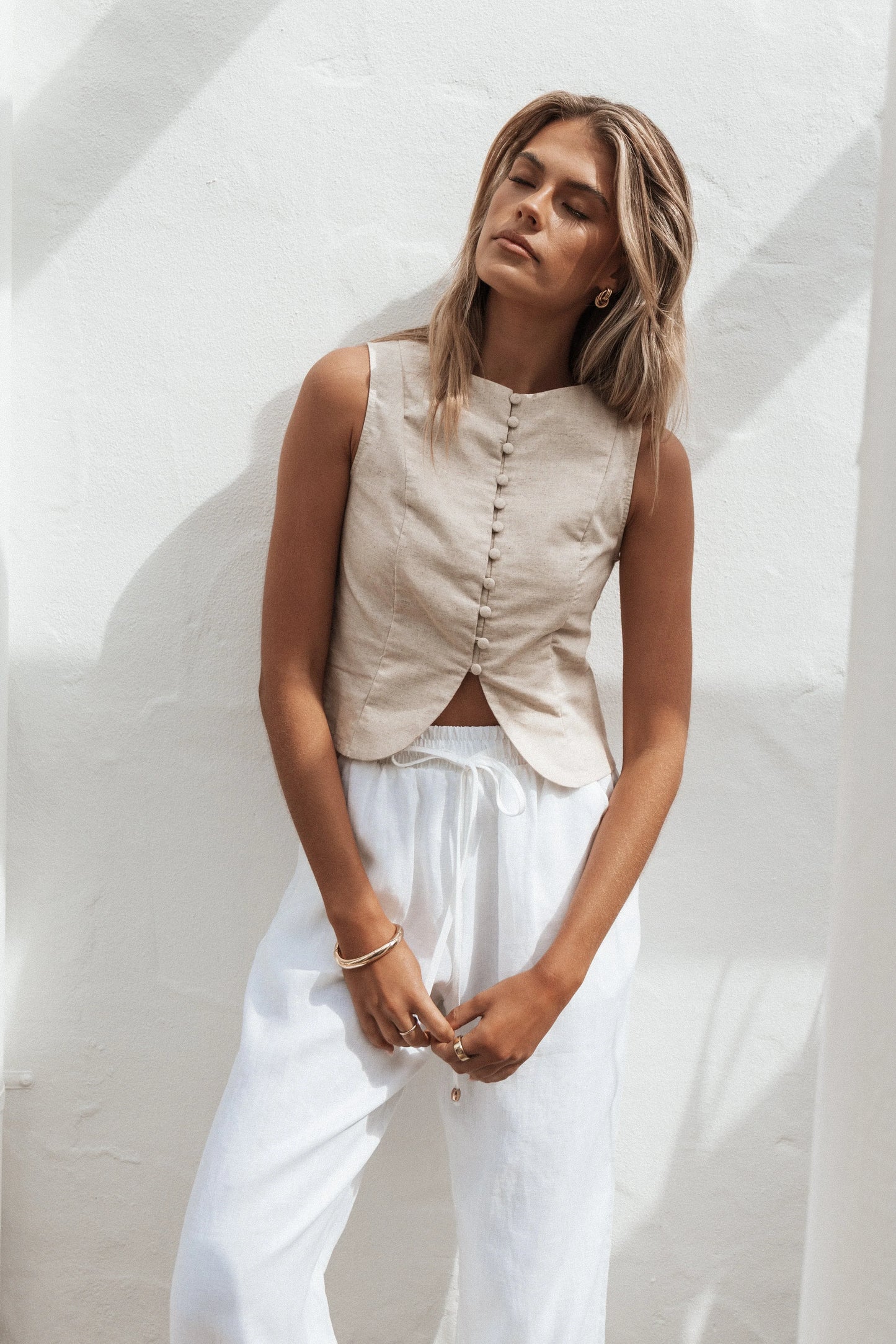 Daniella Linen Vest Oatmeal