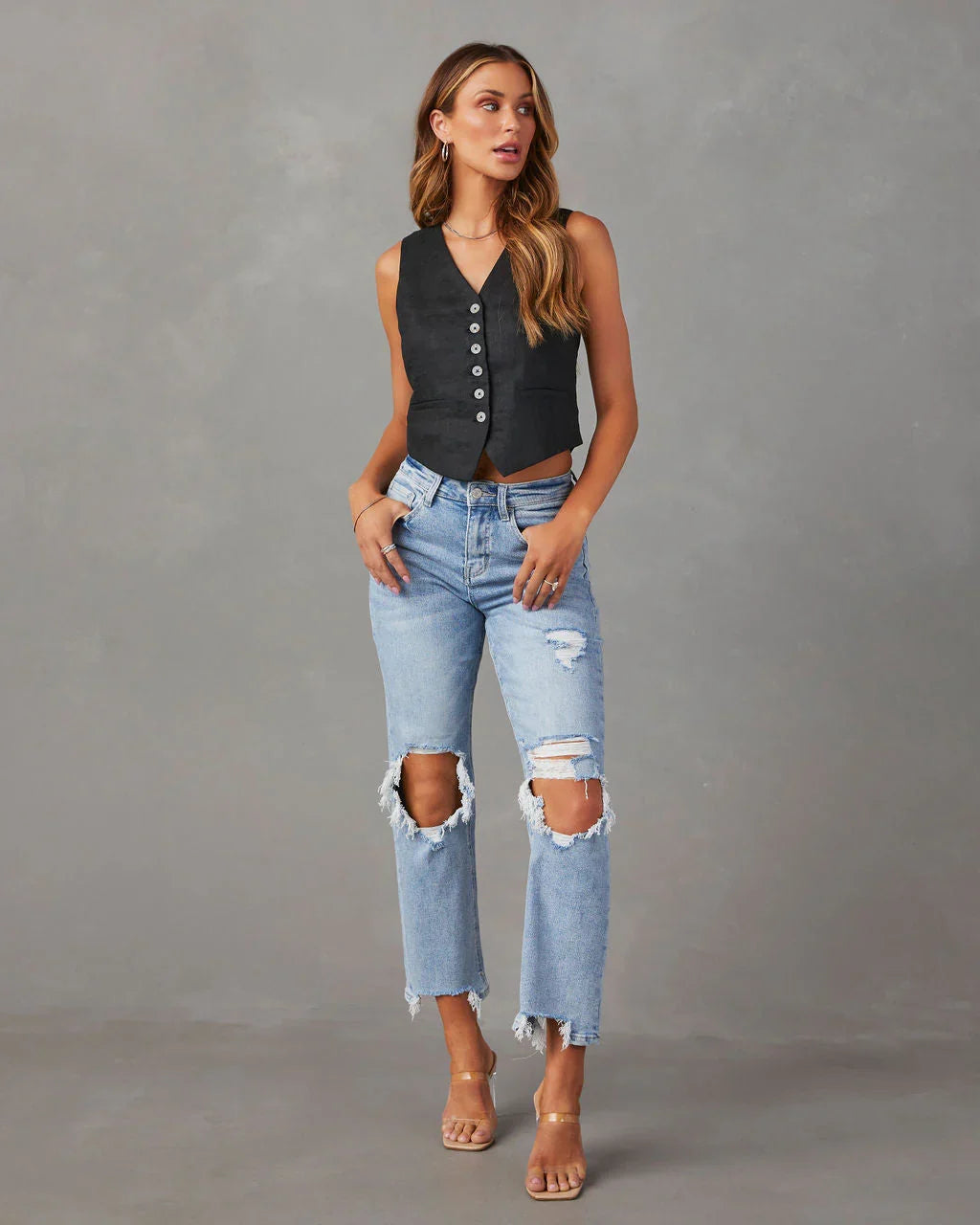 Jolee High Rise Distressed Cropped Jeans