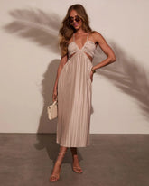 Hollywood Dreams Pleated Tie Back Midi Dress