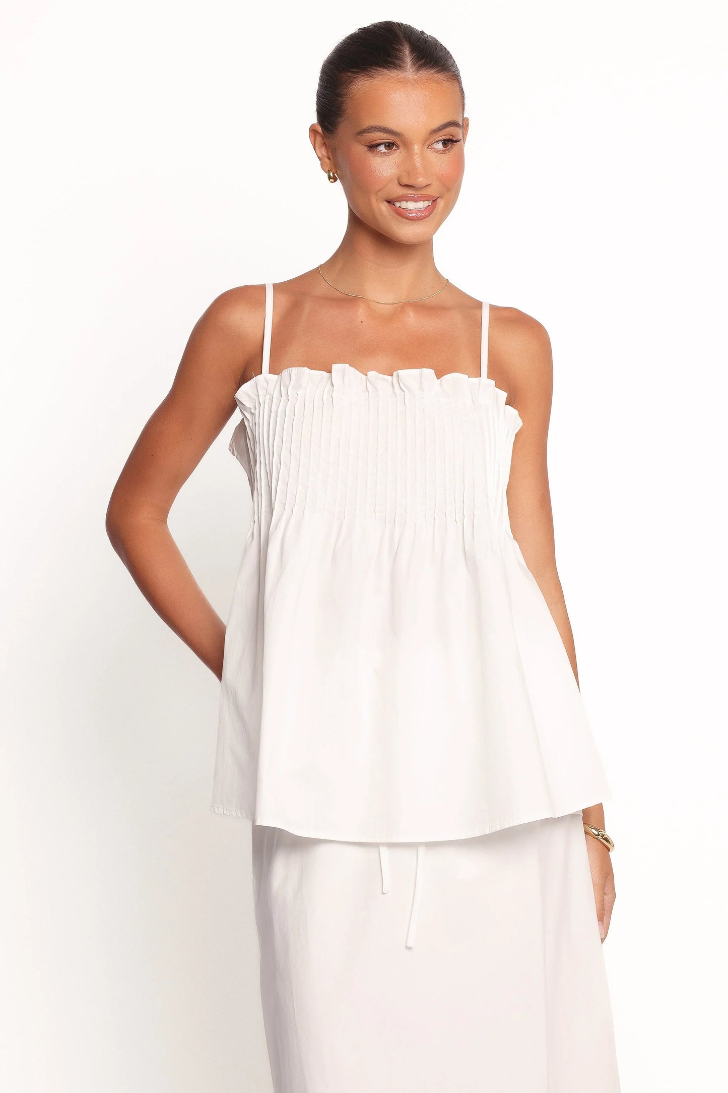 Carson Pleated Top White