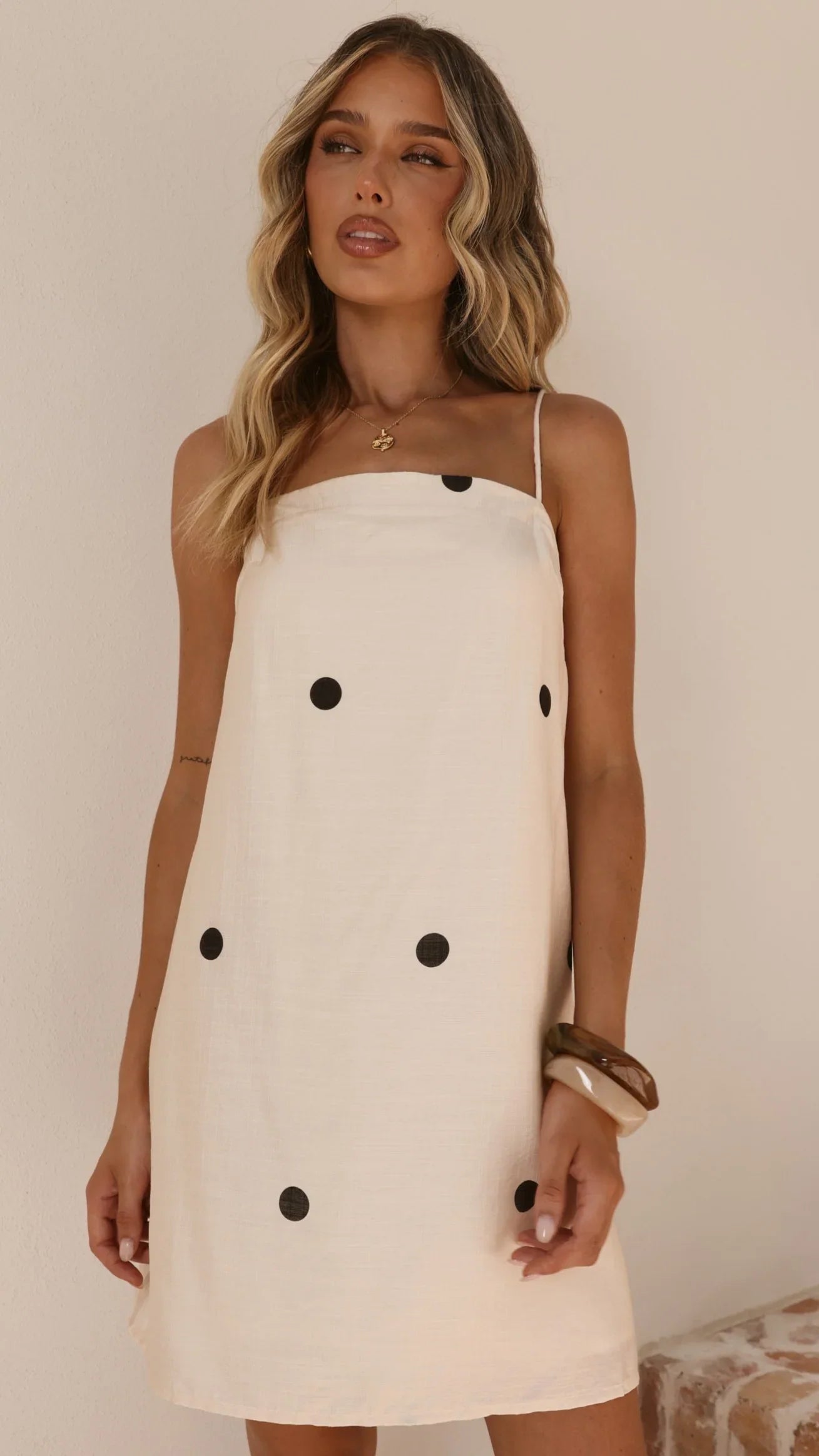 Nalu Mini Dress Cream Polka
