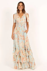 Christabel Tiered Maxi Dress Blue Floral