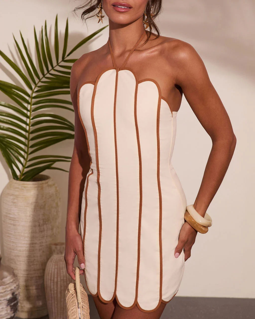 Solar Pulse Striped Linen Blend Mini Dress