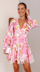 Felicity Mini Dress Pink Floral