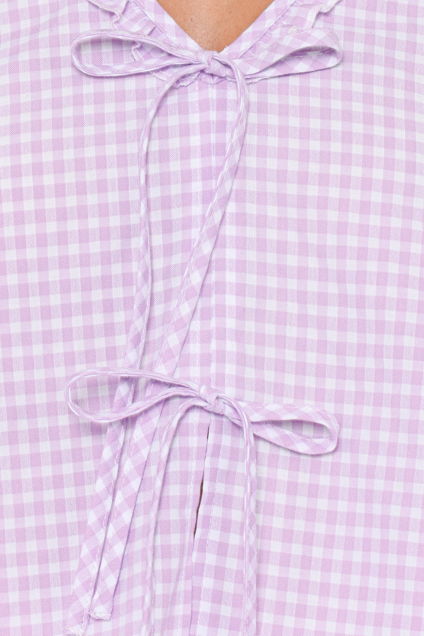 Fainche Front Tie Top Lilac Gingham