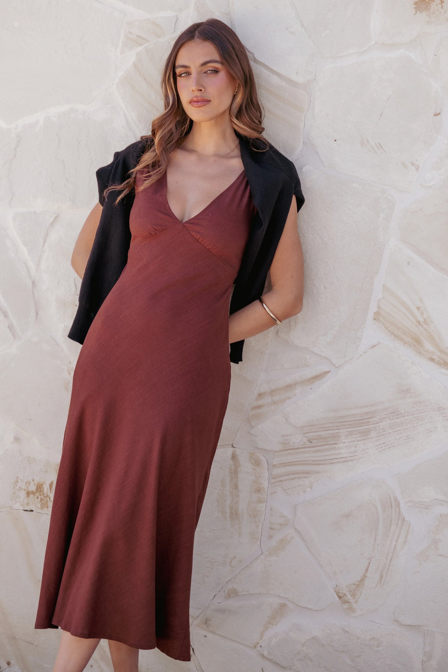 Shyla Midi Dress Brown
