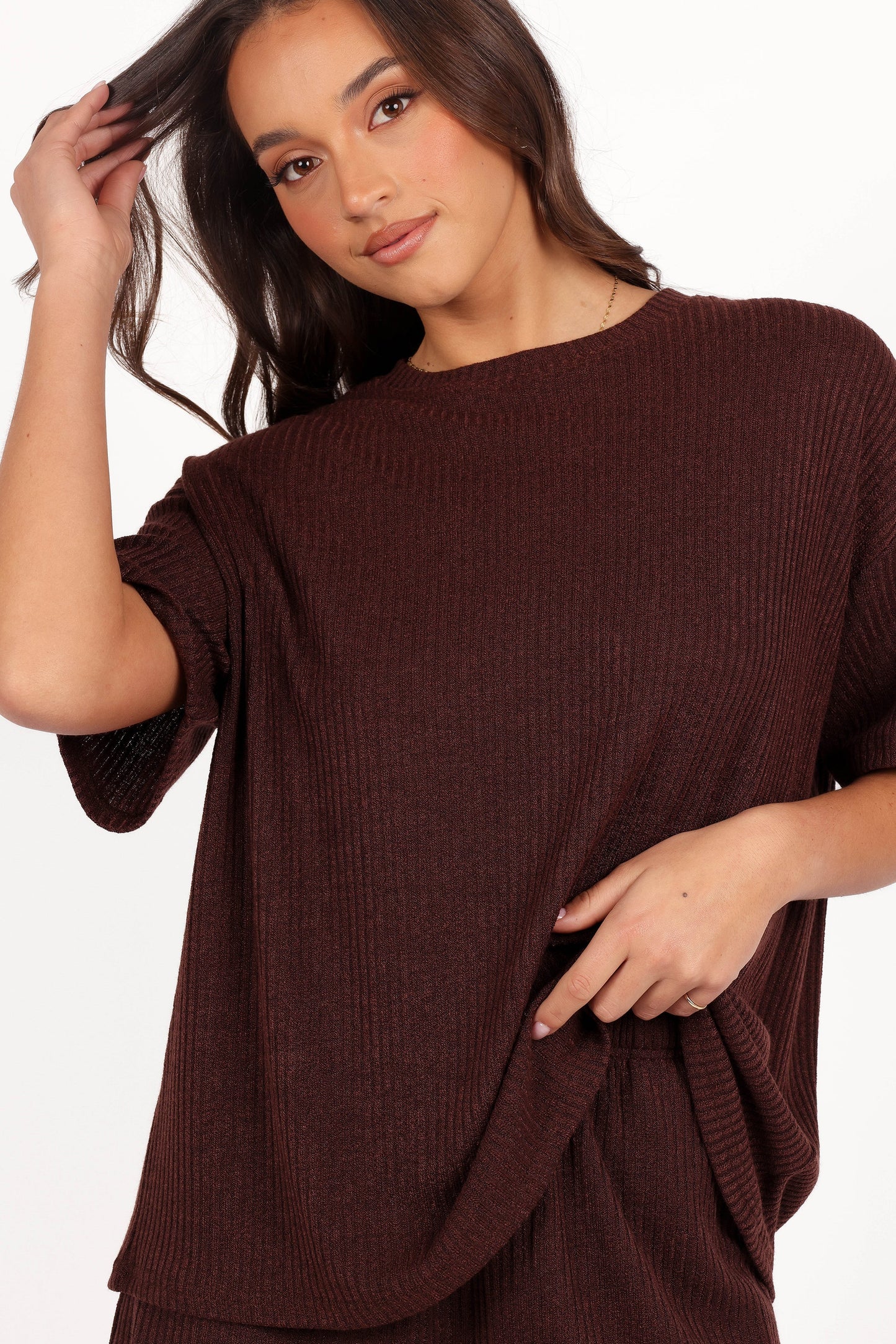 Granger Knit Short Set Chocolate Brown