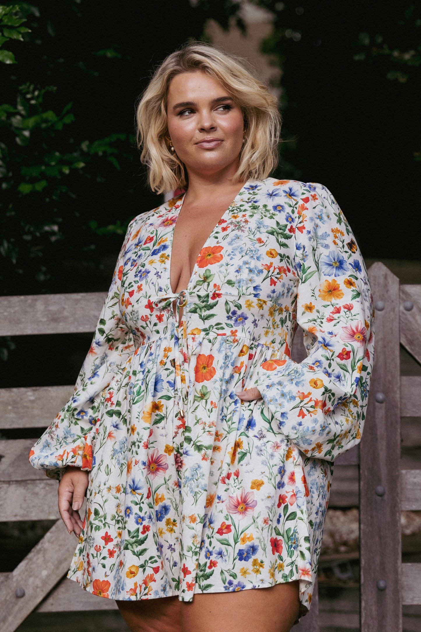 Irisa Long Sleeve Romper Garden Floral