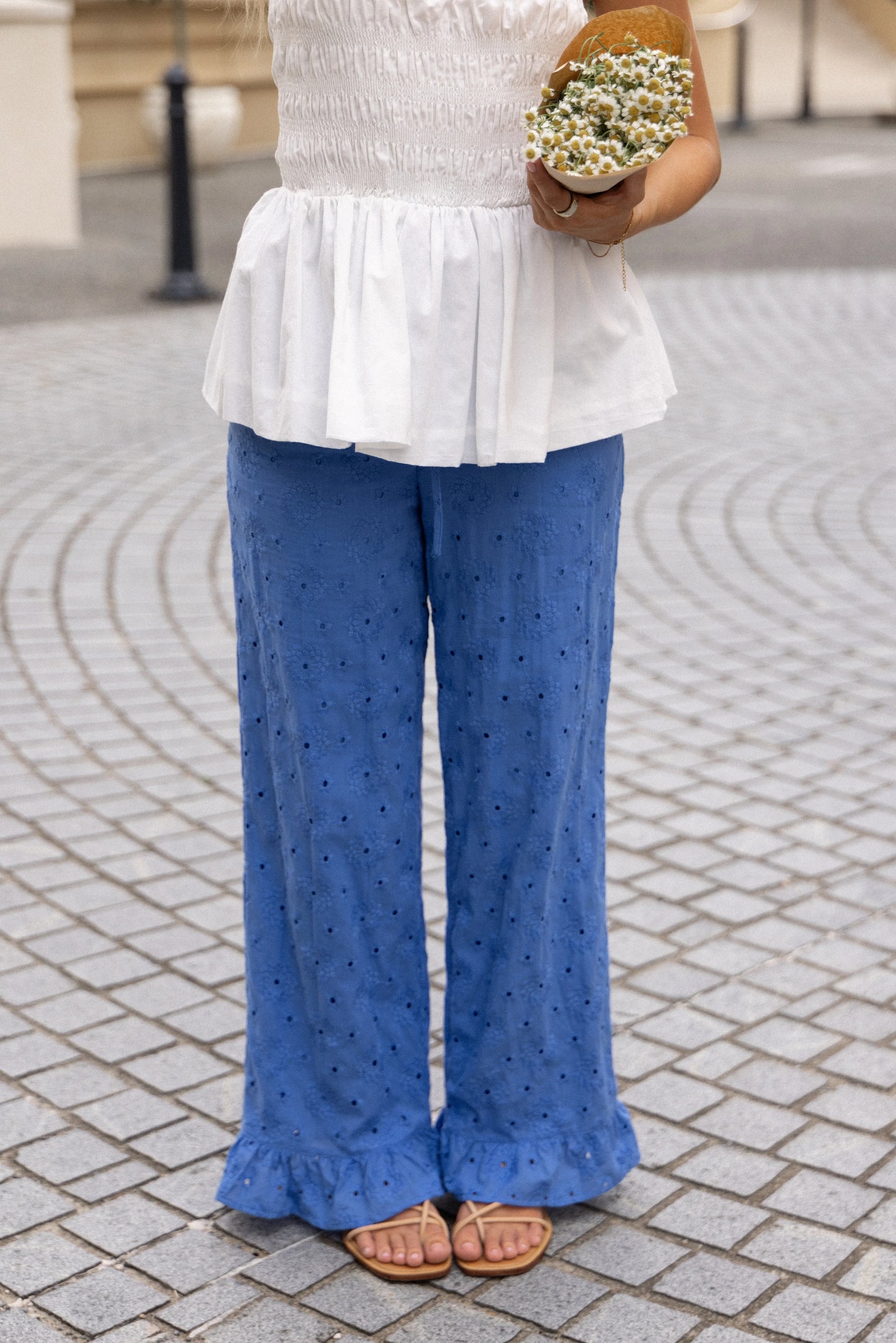 Katya Embroidered Pants Cobalt