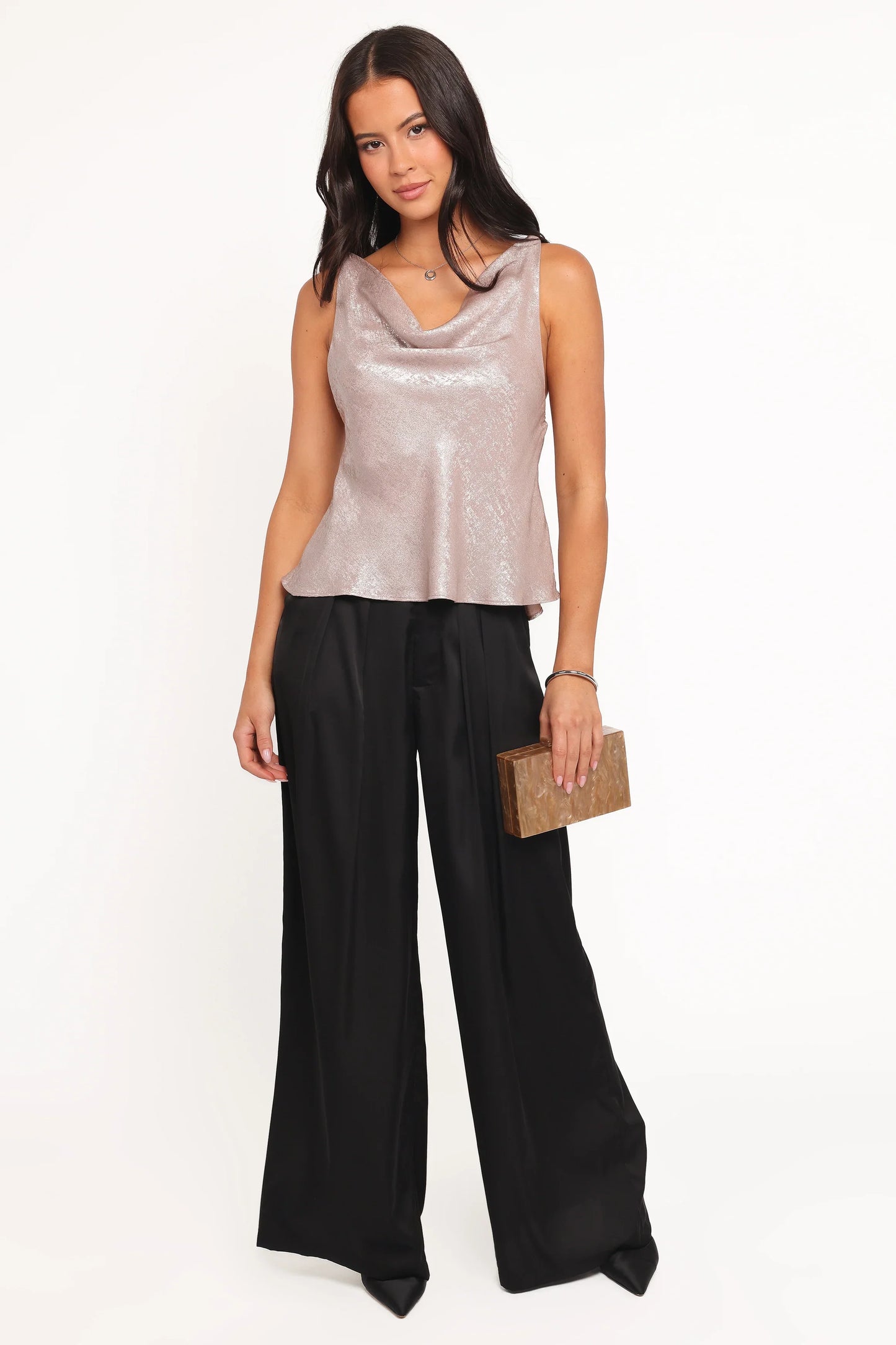 Vita Cowl Neck Cami Top Champagne