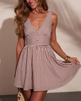 Sunlit Heritage Striped Mini Dress