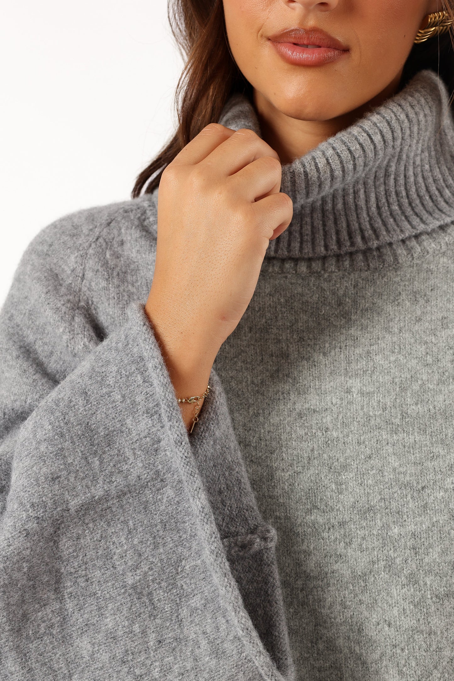 Bindy Cowlneck Knit Sweater Grey Marle