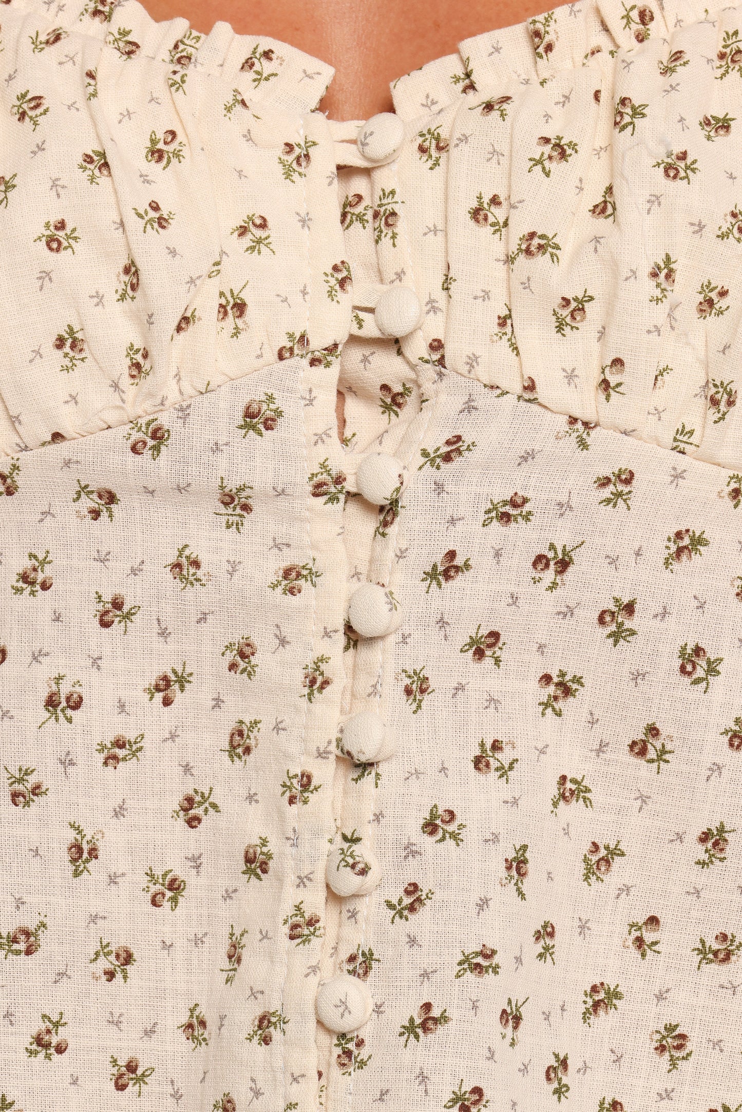 Maud Top Cream Brown Floral