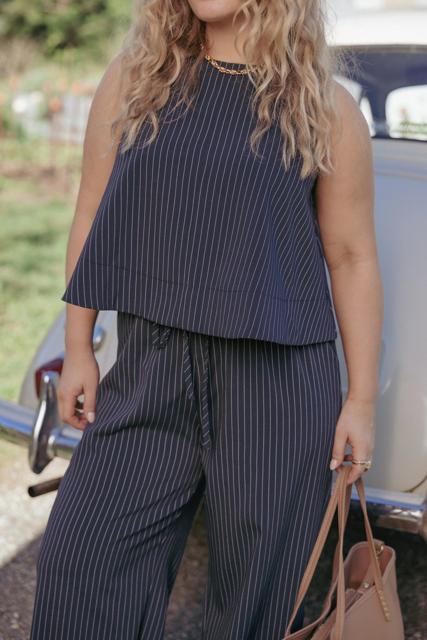 Enda Top Navy White Stripe