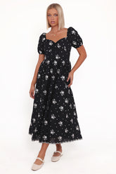 Rosemarie Midi Dress Black Floral