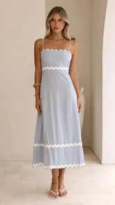 Seraphina Midi Dress Blue White