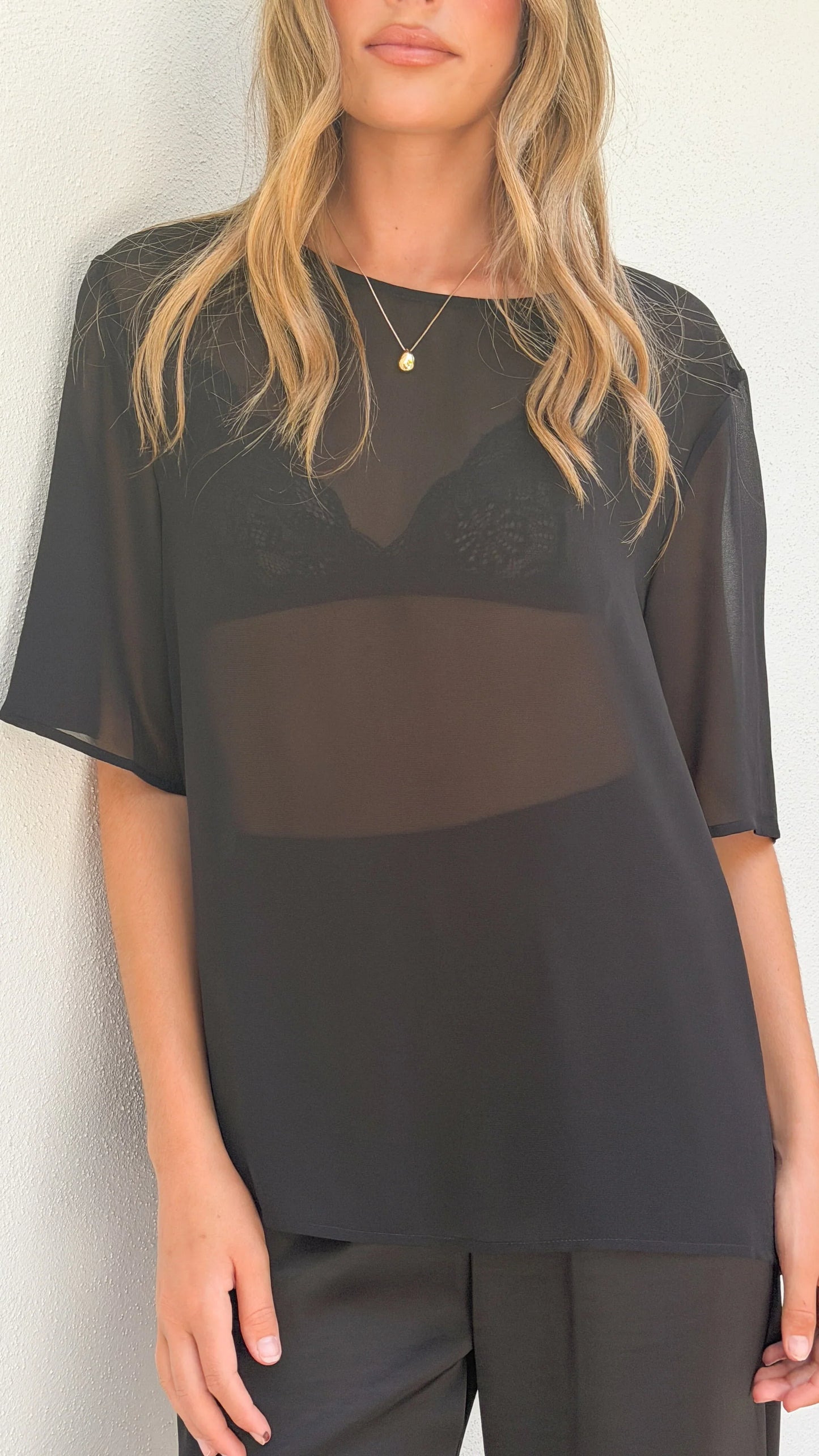 Davette Mesh T Shirt Black