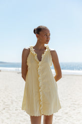 Cassandra Ruffle Mini Dress Butter Yellow