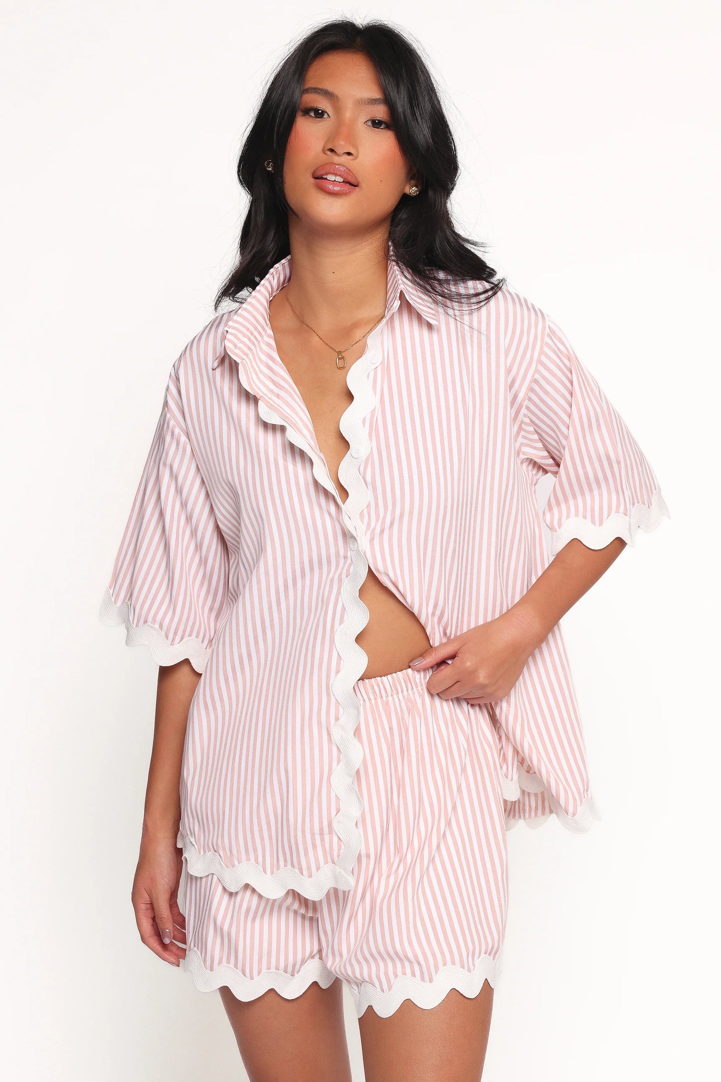 Wilson Short Set Peach Stripe White