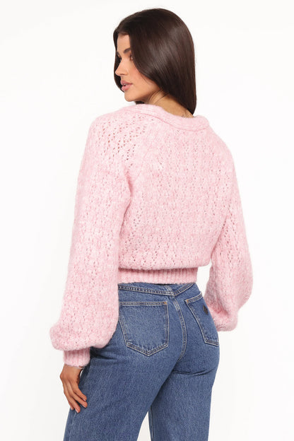 Etta Ballet Wrap Knit Sweater Pink