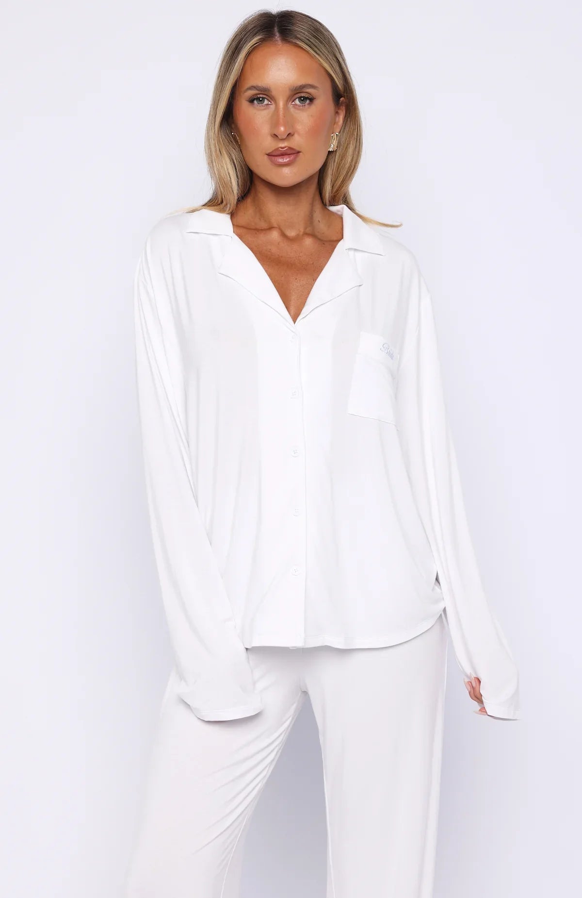 Bridal Party Long Sleeve Pyjama Set Off White