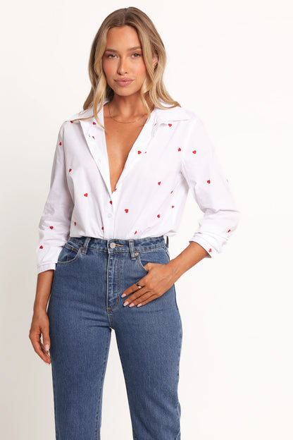 Cyra Heart Top White Red