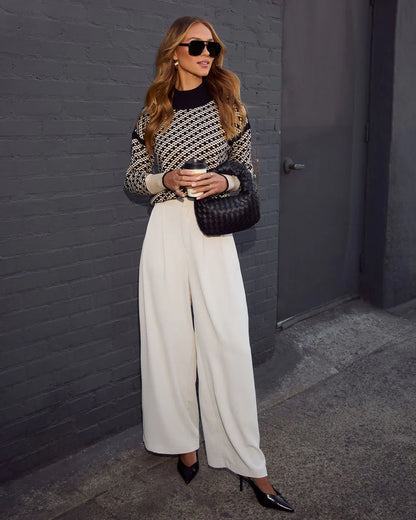 Alma Cross Jacquard Mock Neck Sweater