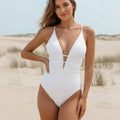 Deep V Neck Open Back One Piece Swimsuit