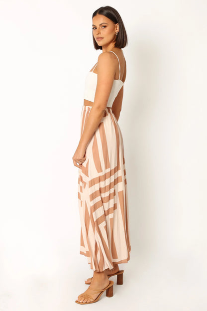 Elke Pleat Midi Skirt Tan