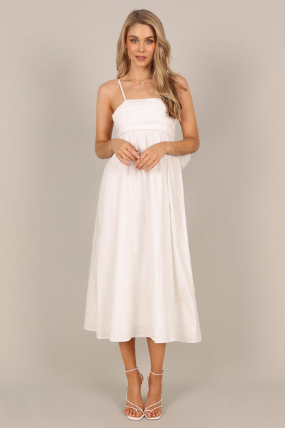 Alice Bow Back Midi Dress White