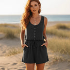 Sleeveless Button Up Romper