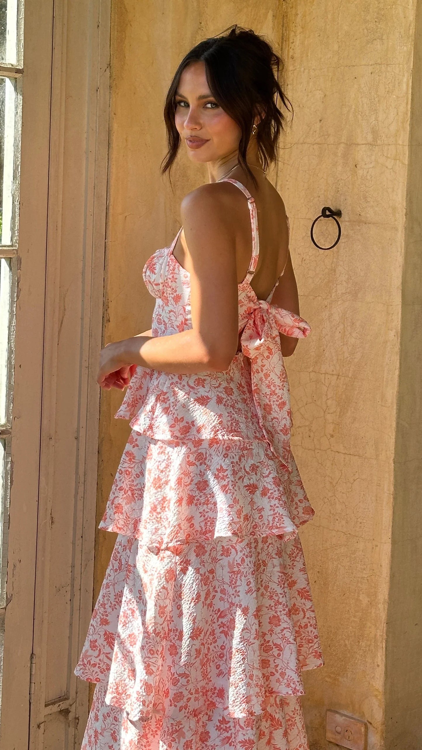 Page Maxi Dress Peach Floral