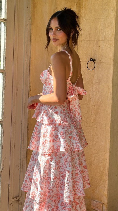 Page Maxi Dress Peach Floral