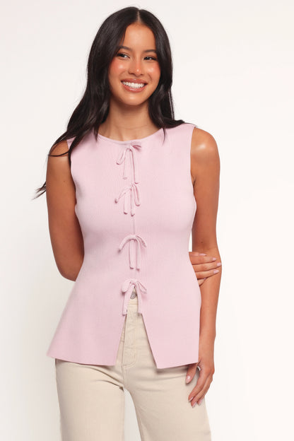Milani Bow Knitted Top Light Pink