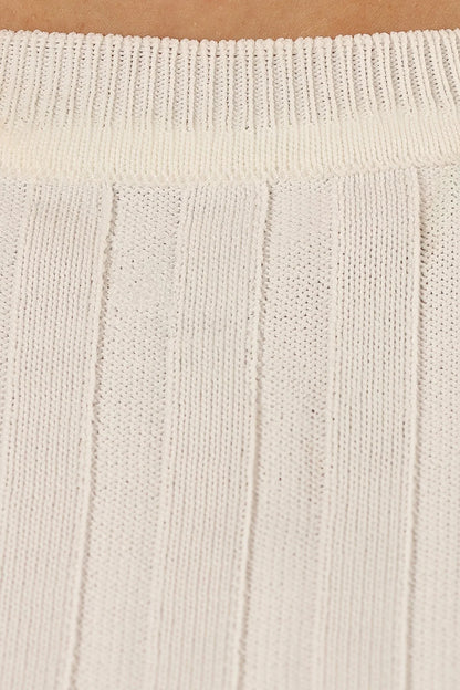 Aneesa Wide Rib Knit Top White