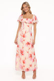 Kamie Maxi Dress Pink Floral
