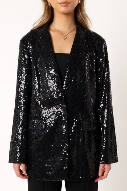 Delaney Sequin Blazer Black
