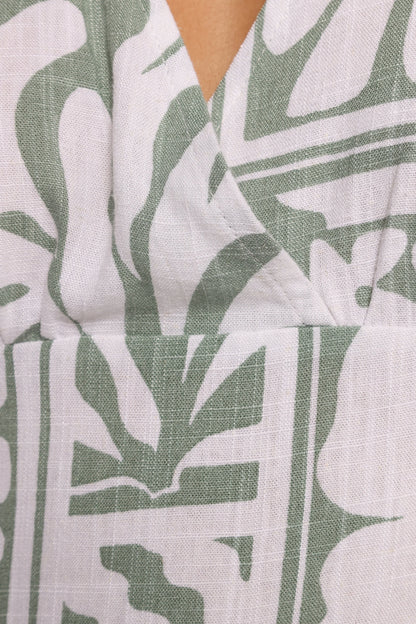 Kolby Long Sleeve Midi Dress Sage Print