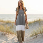 Casual V Neck Short Sleeve Maxi Dress