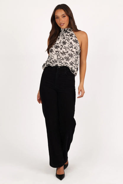 Senna Top White Black Floral