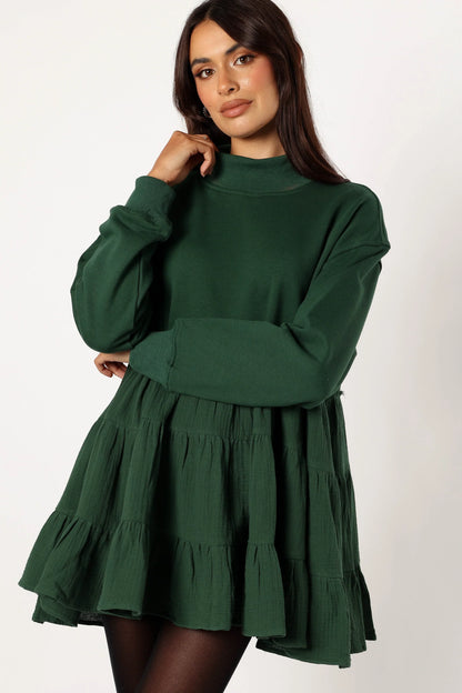 Minia Long Sleeve Mini Dress Hunter Green